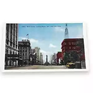 Tarjeta postal Main Street Looking South Salt Lake City Utah tarjeta de lino C174 - Imagen 1 de 2