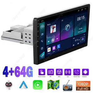 Single 1DIN 10'' Android 13 CarplayTouch Screen Car Stereo Radio GPS Wifi BT - Picture 1 of 18