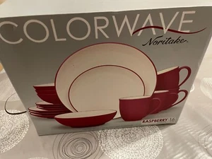 Noritake Colorwave 16-Piece Coupe Dinnerware Set Coupe Raspberry - Picture 1 of 14