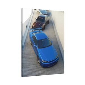 Nissan GTR R34 Skyline High Resolution Museum Quality Vertical Canvas Print #017 - Picture 1 of 10