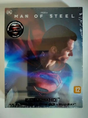 Superman Man of Steel Steelbook 4K 3D Blu Ray WEET Lenticular Full Slip New Mint - Image 1 of 4