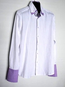 Coogi Men's Dress Shirt Double Collar Stripe French Cuffs Size Large 16.5 32/33 - Picture 1 of 19