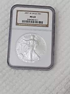2007 W EAGLE S $1 Silver Dollar, NGC MS 69, 3084380-011 - Picture 1 of 15