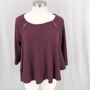 Free People Pequeño Borgoña Bon Crochet Encaje Espalda Top Térmico Gran Tamaño Círculo - Imagen 1 de 8