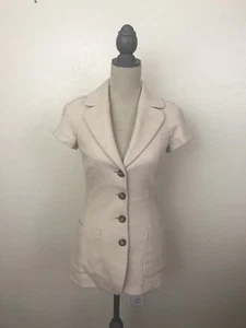 Rena Lange Beige Short Sleeve Wool Blazer Jacket Size US 4 - Picture 1 of 8