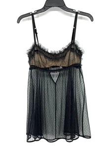 Victorias Secret Babydoll Dress Size 36C Black Sheer Tulle Lingerie Chemise VTG - Picture 1 of 10