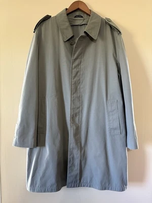 Abrigo vintage Oleg Cassini para todo clima para hombre talla 42 gris bolsillos con cuello Foto 1 de 4