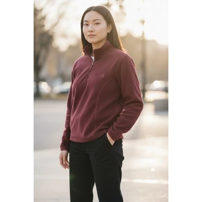Пуловер женский The North Face бордовый флисовый 1/4 на молнии XL TG легкий - Изображение 1 из 4