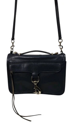 Rebecca Minkoff Bowery 海军蓝皮革斜挎包 单肩包 前襟 — 第 1/4 张图片