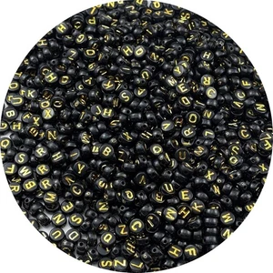 1000pcs Black Round Letter Beads 4x7mm Acrylic Alphabet Spacer Beads for Jewelry - Picture 1 of 2