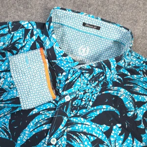 Bugatchi Shirt Mens 2XL Pineapple Floral AOP Tropical Classic Fit Flip Cuffs - Picture 1 of 13