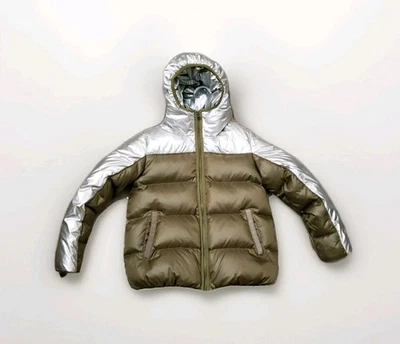 ABRIGO ACOLCHADO METÁLICO CREWCUTS NIÑAS PLATA LÁMINA DORADA TALLA 10 Foto 1 de 4