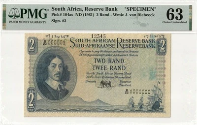 i-200133 South Africa 2 Rand ND (1961). Specimen. PMG 63 - Image 1 of 2