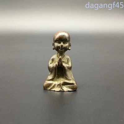 5.5cm Chinese Retro Brass Carved Amitabha Small Monk Buddha Statue Collection - Image 1 of 4