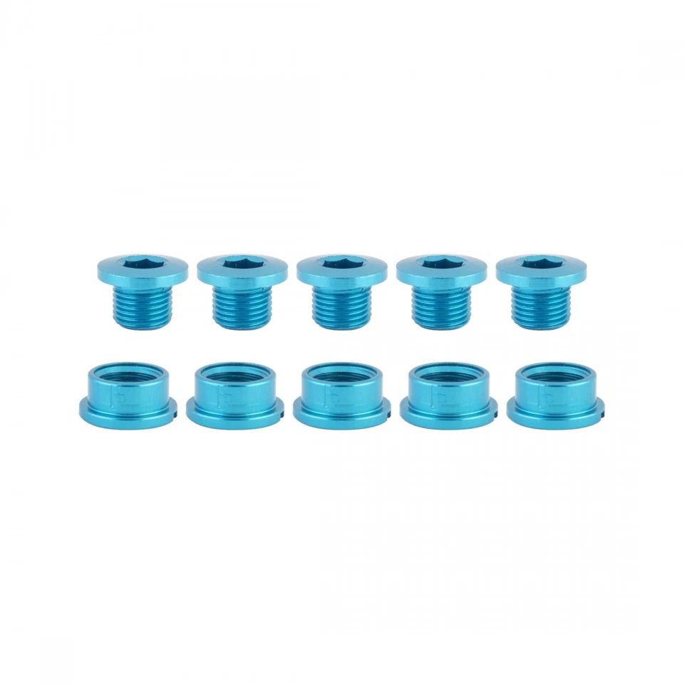 Origin8 Alloy Single Speed Chainring Bolts Set - M8x6mm & M8x4mm Blue Finish - Image 1 of 1