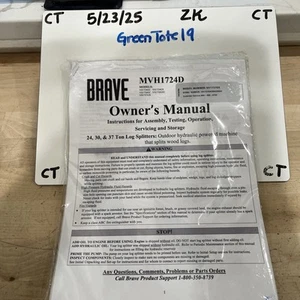 Brave Products Log Splitter 24/30/37 Ton Owners Manual VH1737GX - Picture 1 of 4
