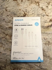 Anker PowerLine II USB-A to Lighting Cable 4-pack Apple (MFI-Certified) - Picture 1 of 2