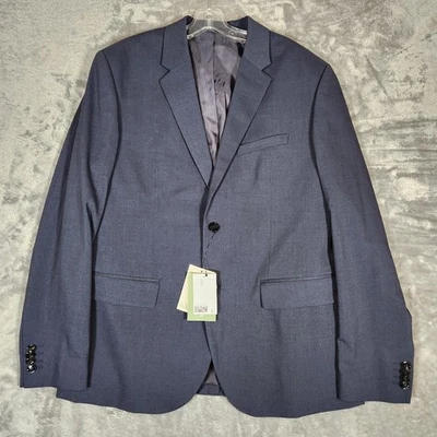 Blazer azul escuro masculino H & M tamanho 46R skinny fit casaco esportivo elástico - Imagem 1 de 4