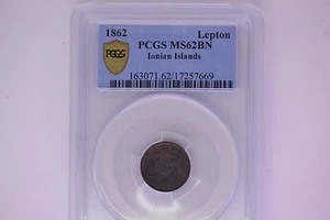Ionian Islands: 1862 Lepton- PCGS MS-62 BN. Very nice! - Picture 1 of 3