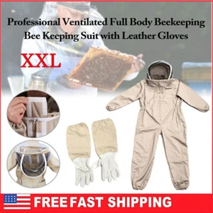 XXL-Unisex Professional Cotton Full Body Beekeeping Bee Keeping Suit W/Veil-Hood - Picture 1 of 12