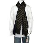 Gucci Men's Scarf Monogram Gg Double Sided Blue Other Side Brown Beige 35X180cm