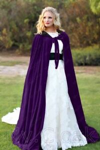 Stock Medieval Wedding Velvet Cape Halloween Hood Cloak Vampire Gothic in Black