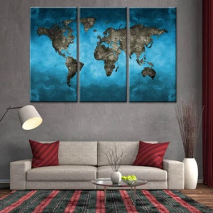 Vintage World Map Canvas Prints Painting Wall Art Home Decor Picture 3PCS - Picture 1 of 5