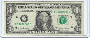 Fancy One 1 dollar bill Birthday YEAR Anniversary Serial # 09/25/1966 F19662509E - Picture 1 of 2
