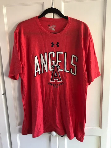 Los Angles Angels Shirt Adult XL Red Heatgear MLB Under Armour Mens 6059* Cover