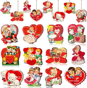 36Pcs Vintage Ornaments for Tree Decorations- Wooden Hanging Heart-Shaped Orn... - Picture 1 of 1