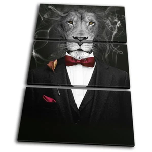 Boss Lion Gangster Luxury Mob Animals TREBLE CANVAS WALL ART Picture Print - Picture 1 of 1