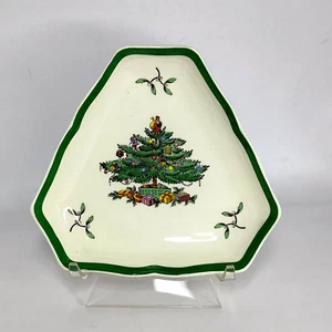 Spode England Christmas Tree Porcelain Triangular Trinket Snack Dish Santa - Picture 1 of 7