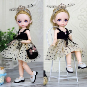 1/6 BJD Doll Fashion Clothes Shoes Mini Cute 11 inch Girl Doll Full Set Toys - Foto 1 di 8