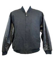 Guess by Georges Marciano Vintage Full Zip Black Wool & Leather Jacket Men’s L - Picture 1 of 10