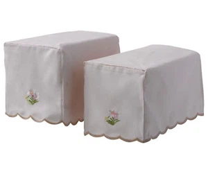 Traditional Floral Antimacassar Pink & White Flower Square Armcaps Sofa Napery - Picture 1 of 2