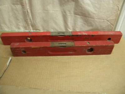 2 Vintage 18” and 24" Red Wood Port Austin Michigan Level Tool Co. ~ 2 Bubble - Image 1 of 4