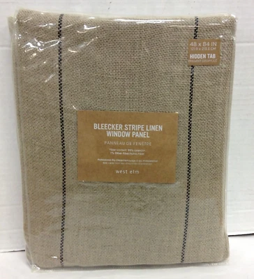 Pottery Barn West Elm Bleecker Striped Linen Burlap Drapes Curtains Panels 48x84 - Image 1 of 4
