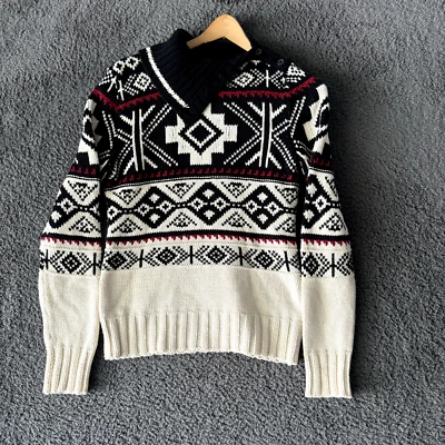 Lauren Jeans Company Sweater Womens Sz S White Black Aztec Southwest Pullover - Image 1 of 4