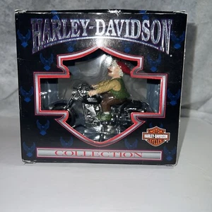 Harley Davidson Ornament Collection elf On Motorcycle Vtg - Picture 1 of 4