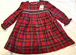 Mini Boden Smocked Heritage Plaid Dress Party Festive NWT New 6-7 - Picture 1 of 9