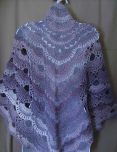 COLORFUL GRAY MAUVE MULTI COLOR HANDMADE CROCHETED SHAWL WRAP - Bild 1 von 6