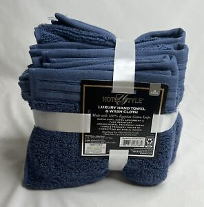 Hotel Style Luxury Hand Towels and Washcloths 4 Pack Blue Horizon New