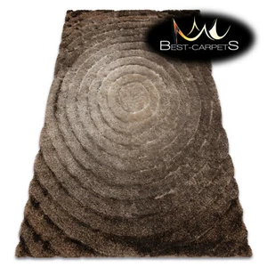 Amazing structural SHAGGY Rug "FLIM circles brown two fleece levels High Quality - Picture 1 of 6
