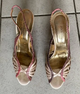 Zapatos de tacón alto Dolce & Gabbana para mujer de seda y cuero EE. UU. 7 IT 37 Foto 1 de 4