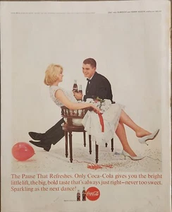 Coca Cola Soda 1963 anuncio vintage pausa que refresca 14"x10" - Imagen 1 de 1
