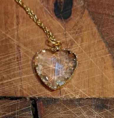 COLLANA DONNA GIROCOLLO CON CUORE DORATO E TRASPARENTE ( H16 ) - Immagine 1 di 3