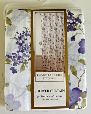 "Cortina de ducha Croscill Ava púrpura flores lila 70x72"" NUEVA" Foto 1 de 3