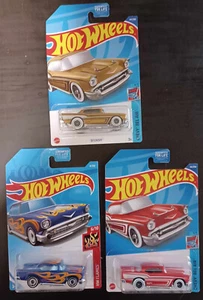 Hot Wheels '57 Chevy 3 Stück gold-rot-blau mit Flammen - Bild 1 von 1
