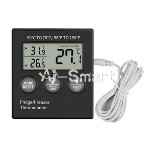 Digital Refrigerator Freezer Thermometer ℃/˚F Switchable High Low Temp Alarm - Picture 1 of 10
