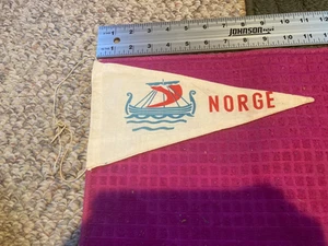 VINTAGE Norway SOUVENIR Banner PENNANT Flag Viking NORGE - Fast Shipper - Picture 1 of 4